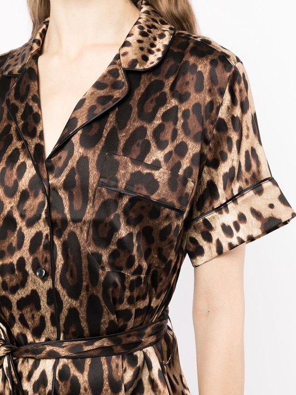 DOLCE & GABBANA buy online Silk-blend leopard-print tie-waist shirt