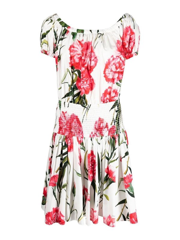 DOLCE & GABBANA: Knielange Kleider - Knielanges Kleid - Weiß