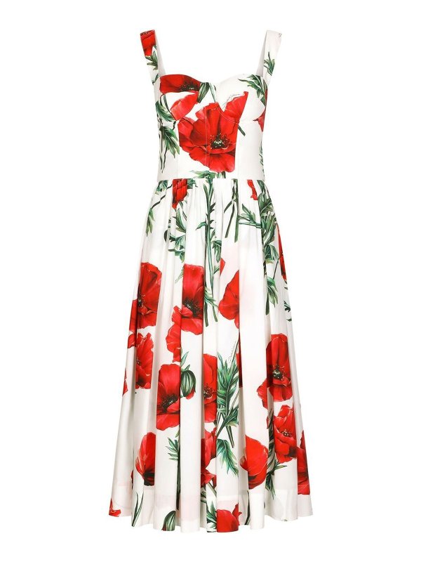 DOLCE & GABBANA: knee length dresses - Floral-print midi dress