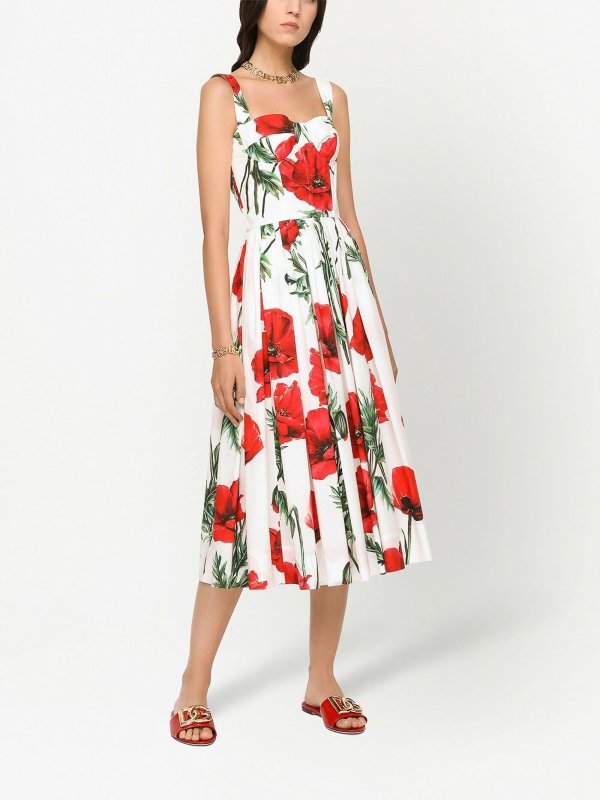 iKRIX DOLCE & GABBANA: knee length dresses - Floral-print midi dress