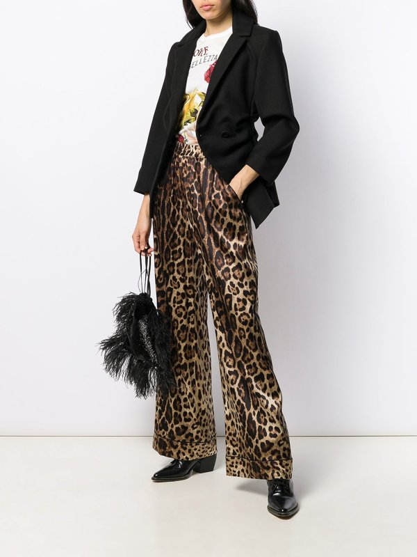 DOLCE & GABBANA: pantaloni casual online - Pantaloni dritti con stampa leopardata