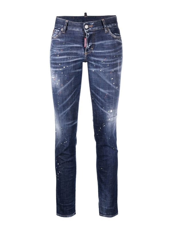 DSQUARED2: straight leg jeans - Cropped paint-splatter jeans