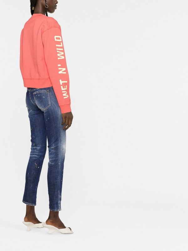 iKRIX DSQUARED2: straight leg jeans - Cropped paint-splatter jeans