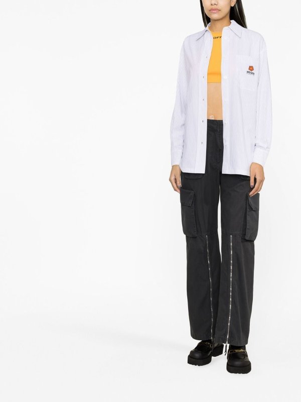 iKRIX KENZO: shirts - Embroidered-logo pinstripe shirt