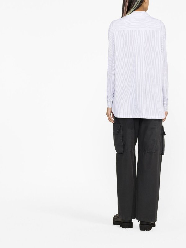 Embroidered-logo pinstripe shirt shop online: KENZO