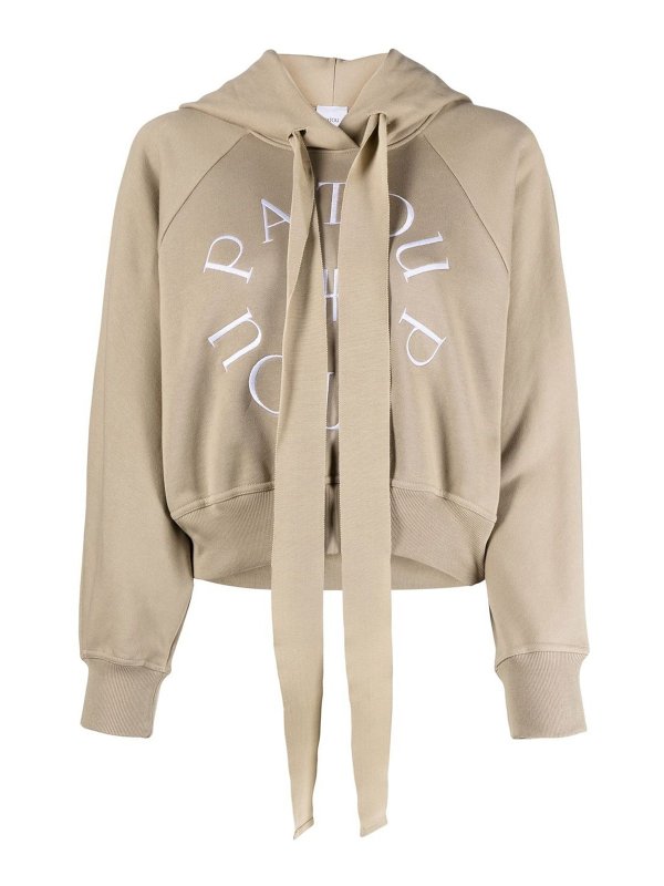 PATOU: Sweatshirts & Sweaters - Logo cropped hoodie