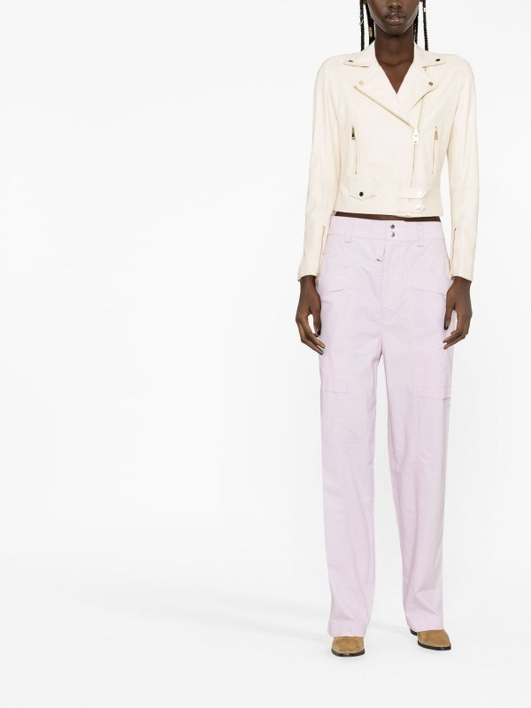 Pinko: leather jacket online - Sensibile Cropped biker jacket