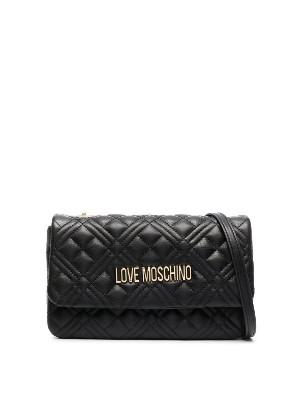 LOVE MOSCHINO: borse a tracolla - Borsa a tracolla trapuntata logo-plaque