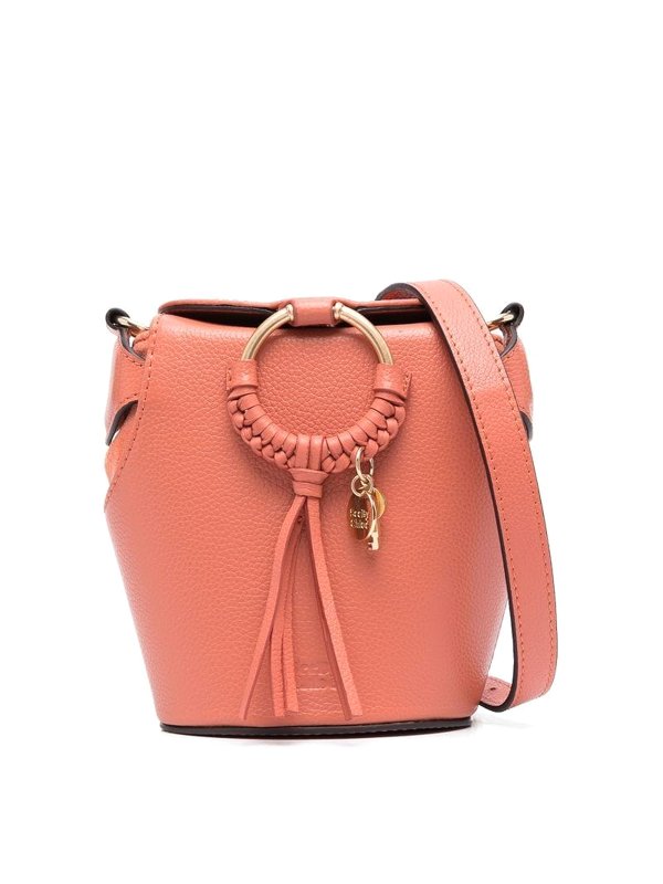 See by Chloé Leather Joan bucket bag - Orange|CHS22ASB78330892