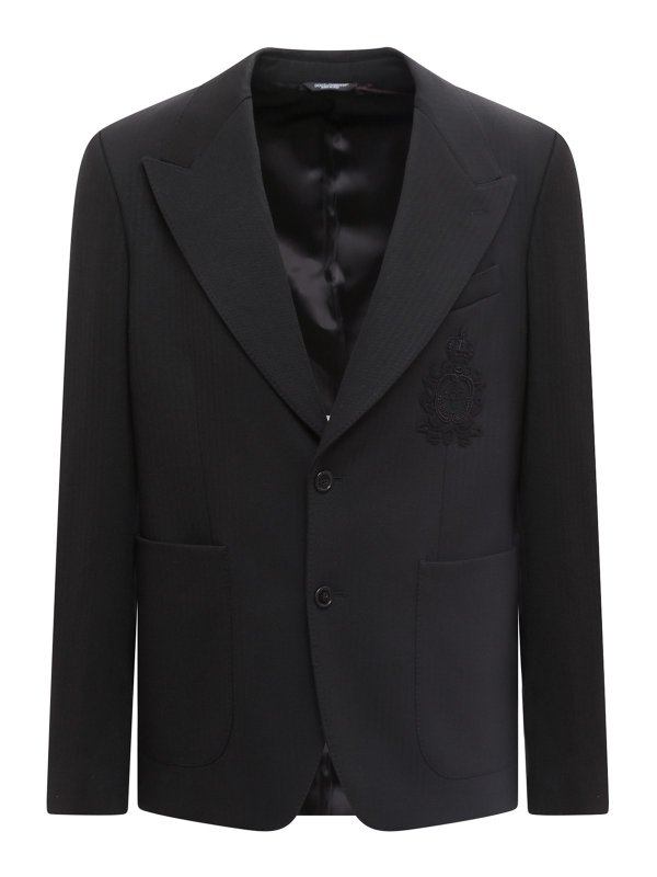 DOLCE & GABBANA: blazers - Viscose blazer with embroidered logo patch