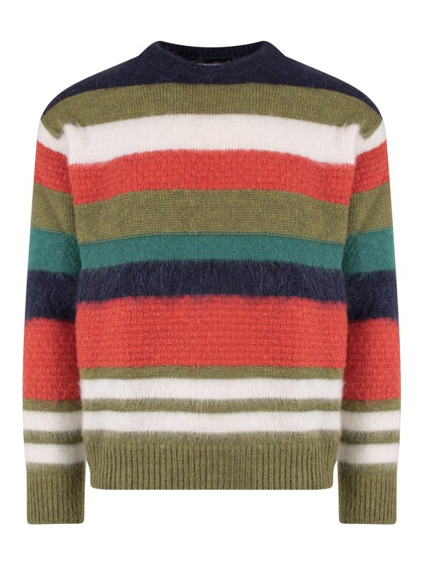 DSQUARED2: crew necks - Wool blend sweater with striped motif