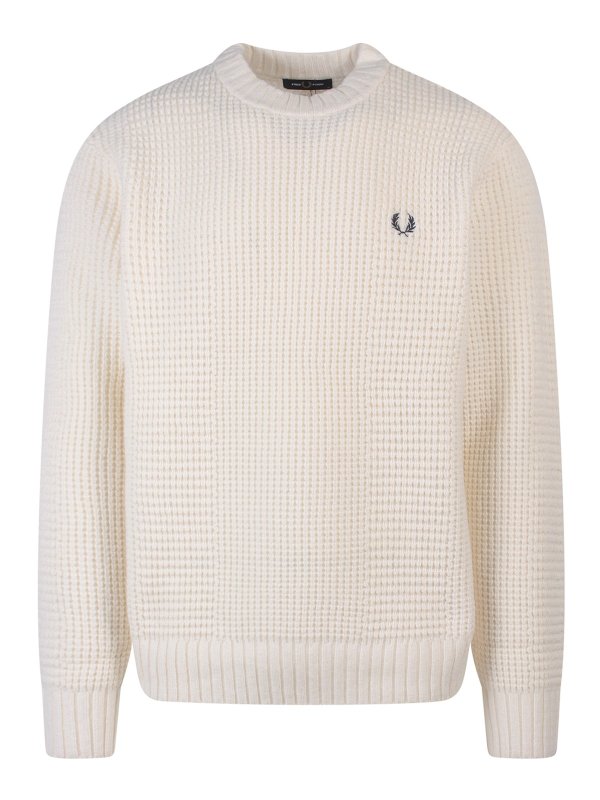 FRED PERRY: crew necks - Scaled texture wool sweater