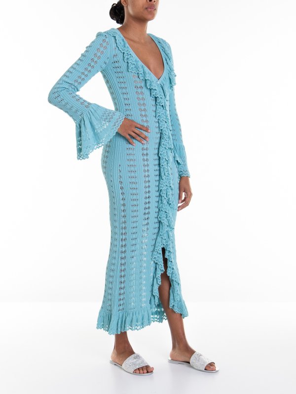 The Best Shops BLUMARINE: maxi dresses - Knitted dress with ruffle