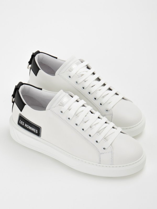 LES HOMMES: trainers online - Logo patch leather sneakers