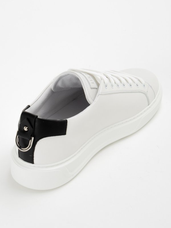 Logo patch leather sneakers shop online: LES HOMMES
