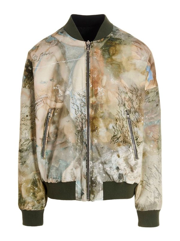 Balmain: giacche in pelle - Bomber stampato