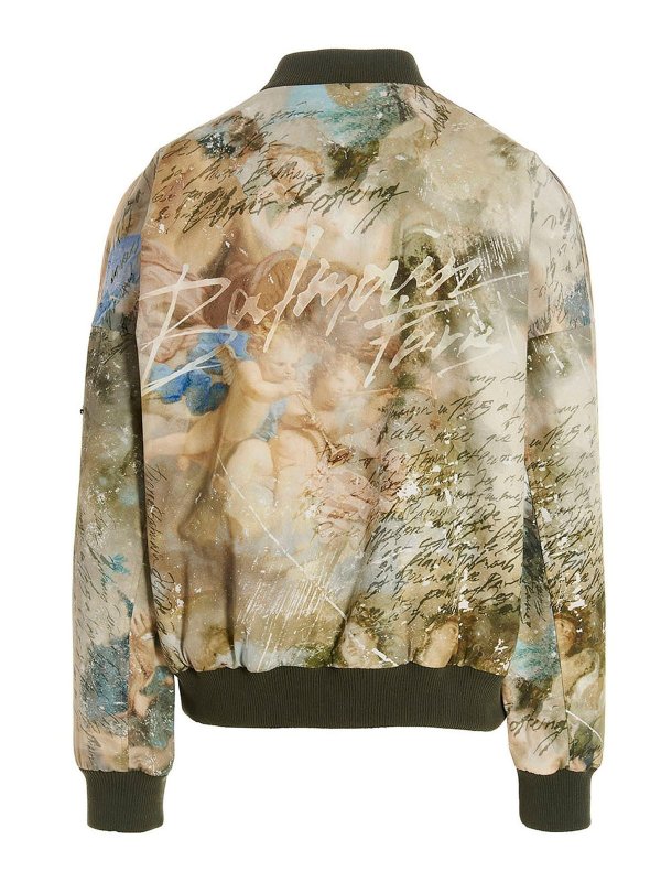 Balmain: giacche in pelle online - Bomber stampato