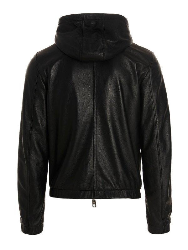 DOLCE & GABBANA: leather jacket online - Dg essential hooded jacket