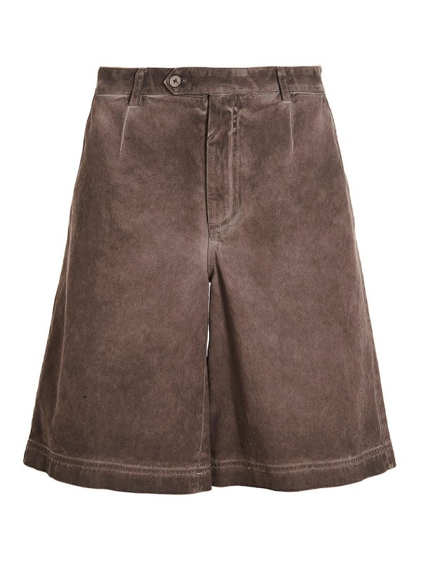 DOLCE & GABBANA: Trousers Shorts - Logo plaque denim bermuda shorts