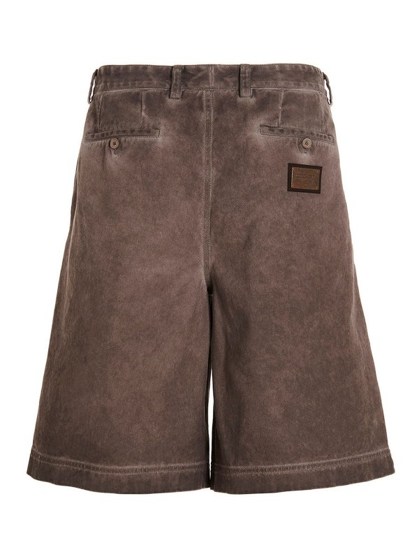 DOLCE & GABBANA: Trousers Shorts online - Logo plaque denim bermuda shorts