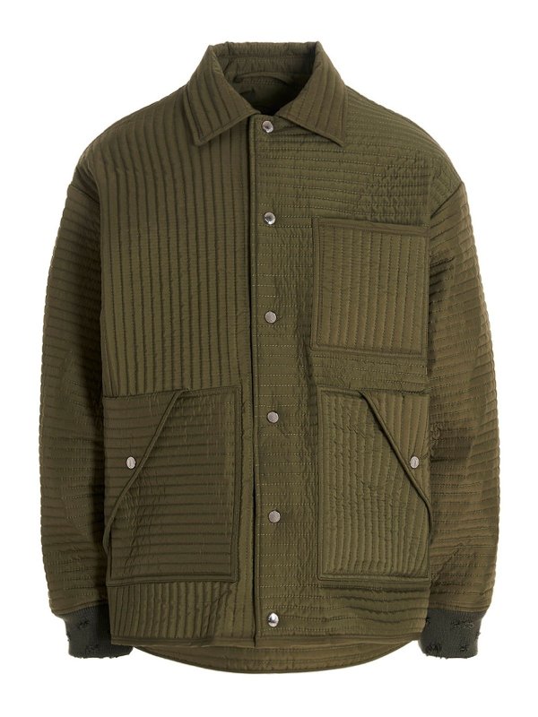 KHRISJOY: Vestes-rembourrees - Chore Quilted Stripes - Vert