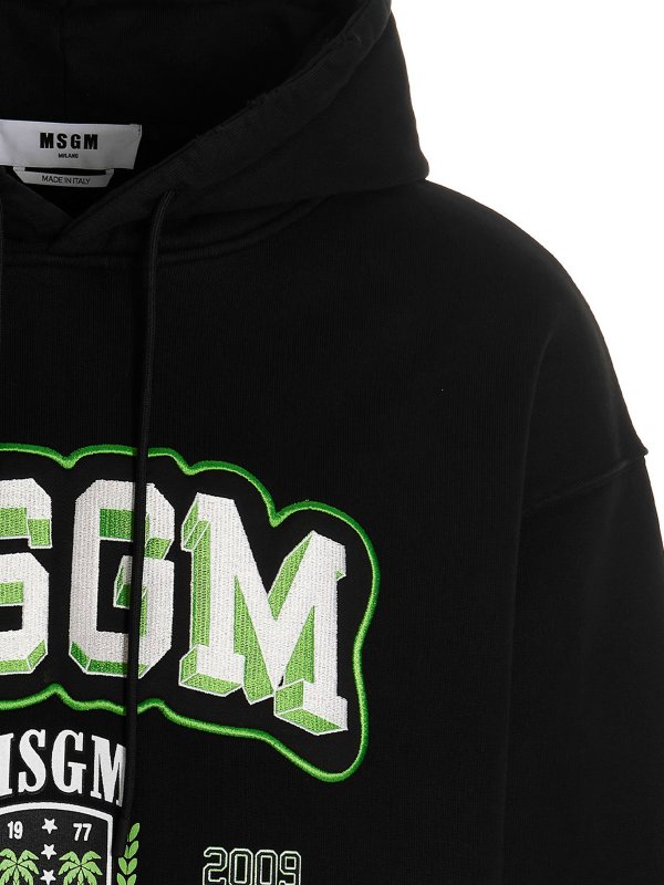 MSGM Graphic-print Cotton Hoodie in Blue for Men