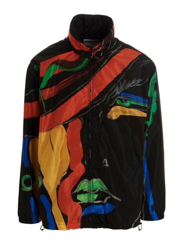MOSCHINO: casual jackets - Printed nylon jacket
