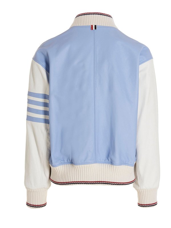 THOM BROWNE: leather jacket online - Bomber 4 bar