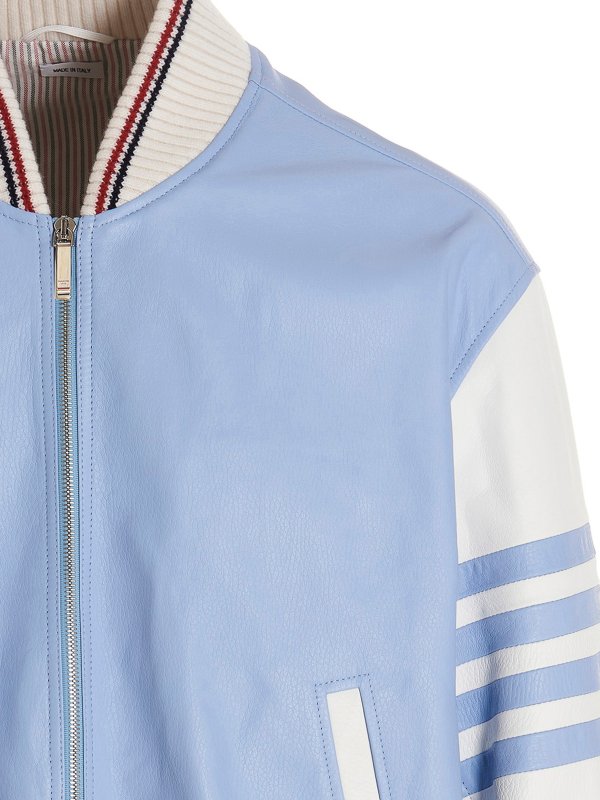 iKRIX THOM BROWNE: leather jacket - Bomber 4 bar