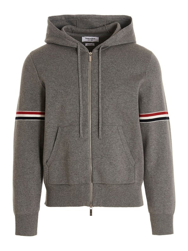 THOM BROWNE: Sweatshirts & Sweaters - Contrast band hoodie