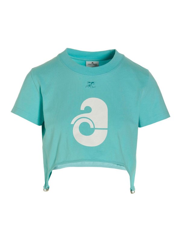 Courreges: t-shirts - T-shirt shell logo dry cotton