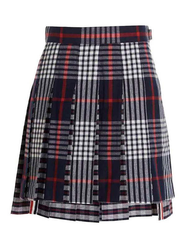 THOM BROWNE: mini skirts - Check skirt