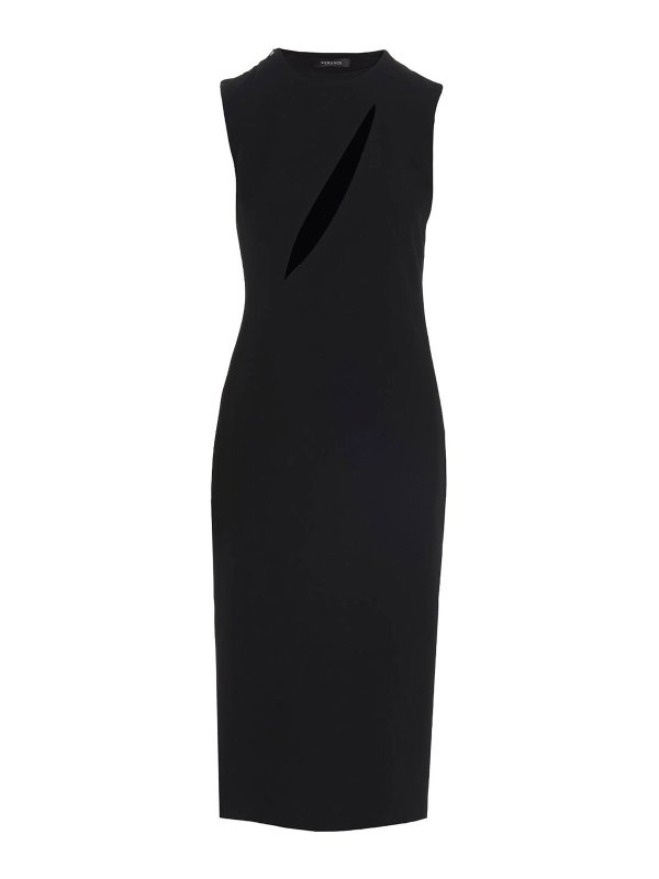 VERSACE: knee length dresses - Cut out midi dress