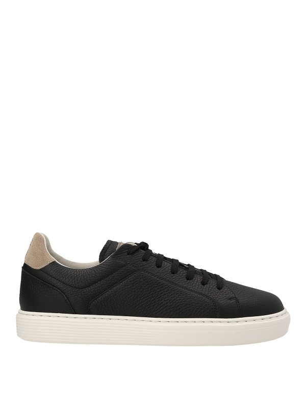 BRUNELLO CUCINELLI: trainers - Logo leather sneakers