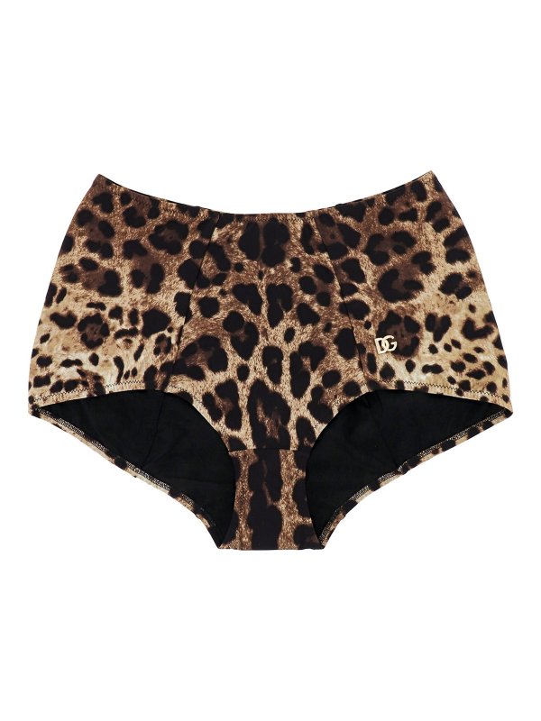 DOLCE & GABBANA: bikinis - Swim culotte with iconic animalier print