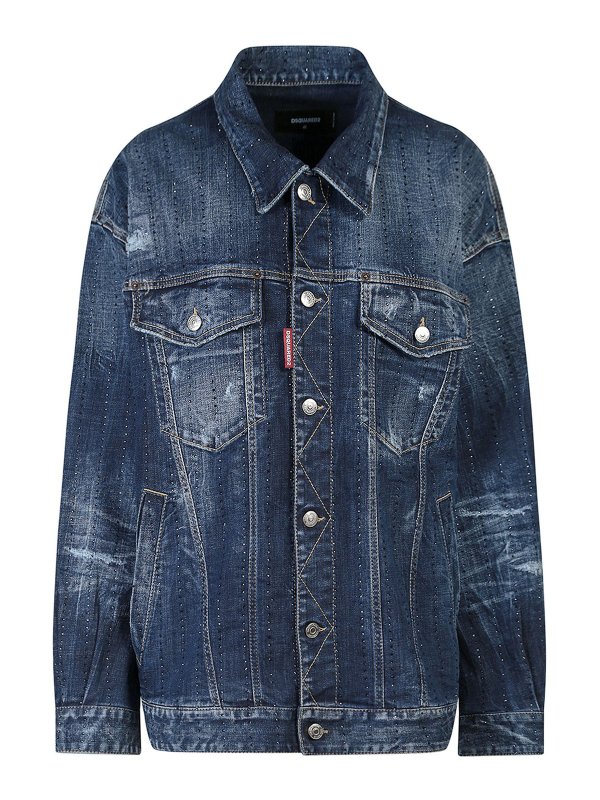 DSQUARED2: denim jacket - Sparkle oversize denim jacket