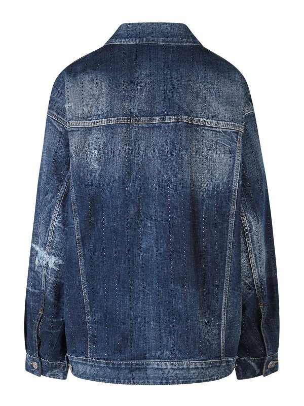 DSQUARED2: denim jacket online - Sparkle oversize denim jacket