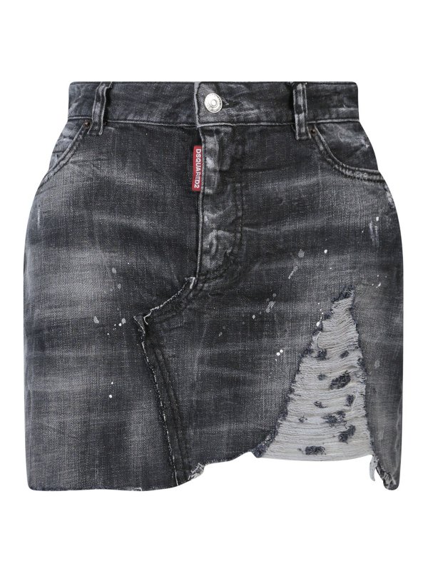 DSQUARED2: minigonne - Minigonna in denim nero