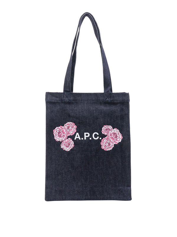 A.P.C.: borse a spalla - Borsa a tracolla in denim con logo frontale