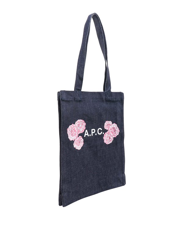 A.P.C.: borse a spalla online - Borsa a tracolla in denim con logo frontale