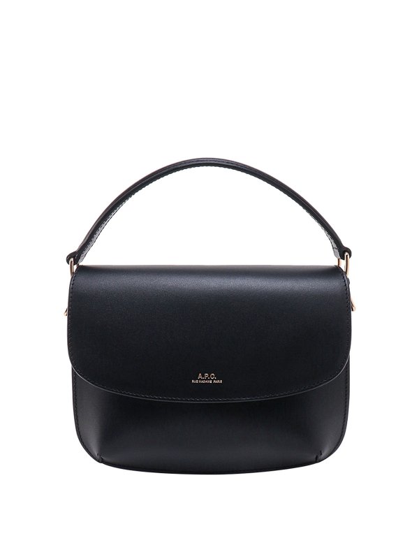 A.P.C.: shoulder bags - Leather shoulder bag with logo print
