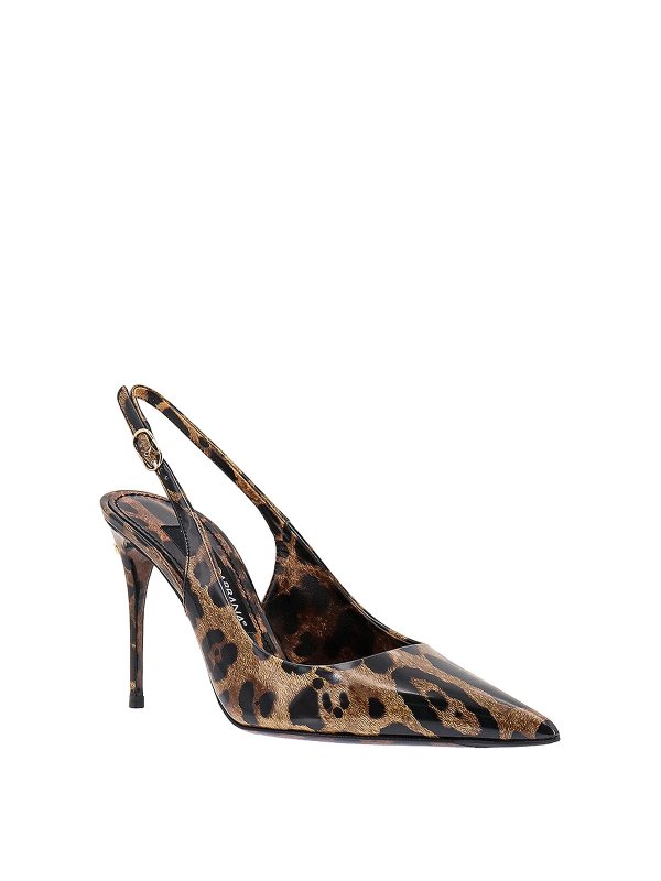 DOLCE & GABBANA: court shoes online - Leather slingback with animalier print