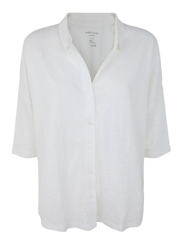 Majestic Filatures: shirts - V-neck linen blouse