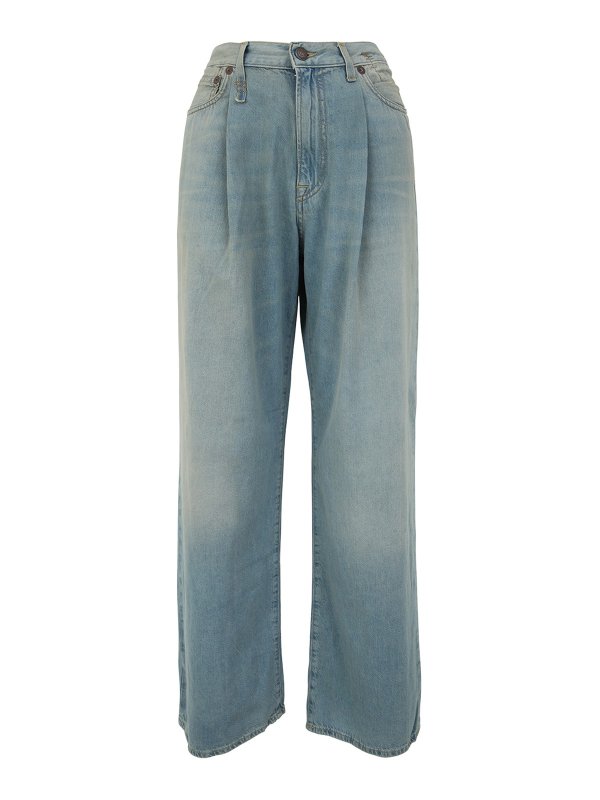 R13: flared jeans - Damon pleated wide leg jeans