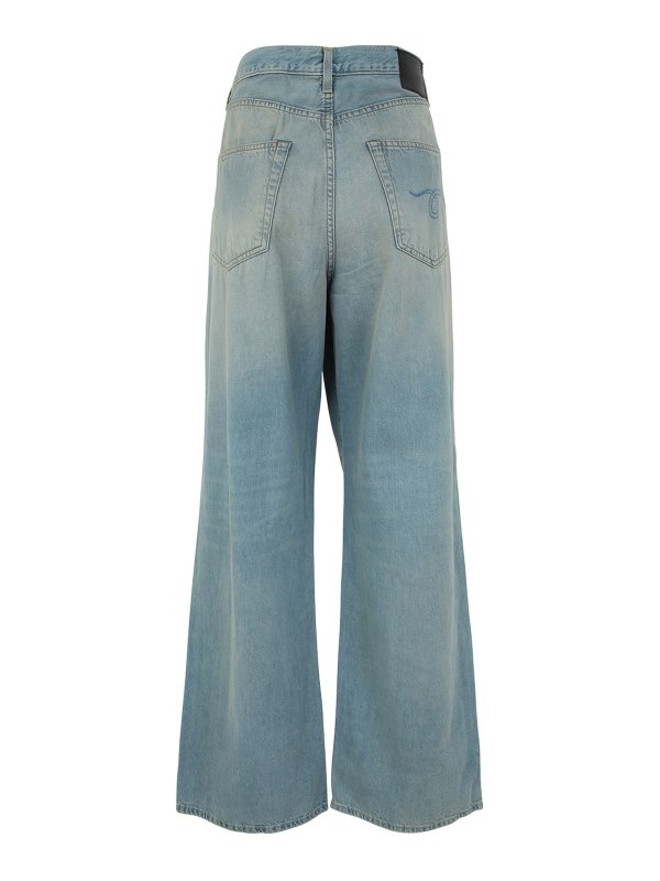 R13: flared jeans online - Damon pleated wide leg jeans