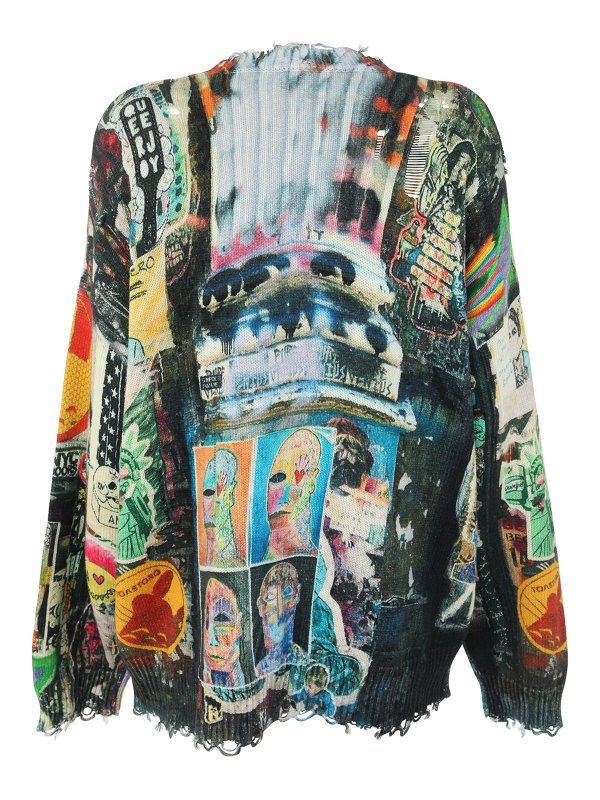 R13: crew necks online - Graffiti oversized pullover