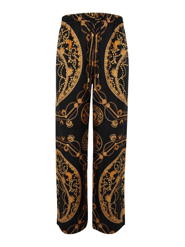 MARINE SERRE: Pantalones casual - Ornament Jewelry Pajama - Negro