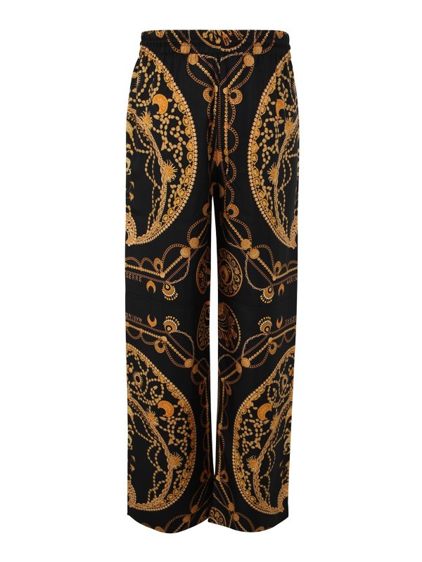 MARINE SERRE: Pantalones casual online - Ornament Jewelry Pajama - Negro