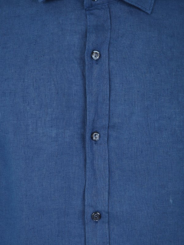 Tシャツ・カットソー TINTORIA MATTEI SS25 LINEN CLASSIC SHIRT (X66TNW UD2) Tintoria Mattei Linen Classic Shirt - Blue - Men | X66TNWUD2