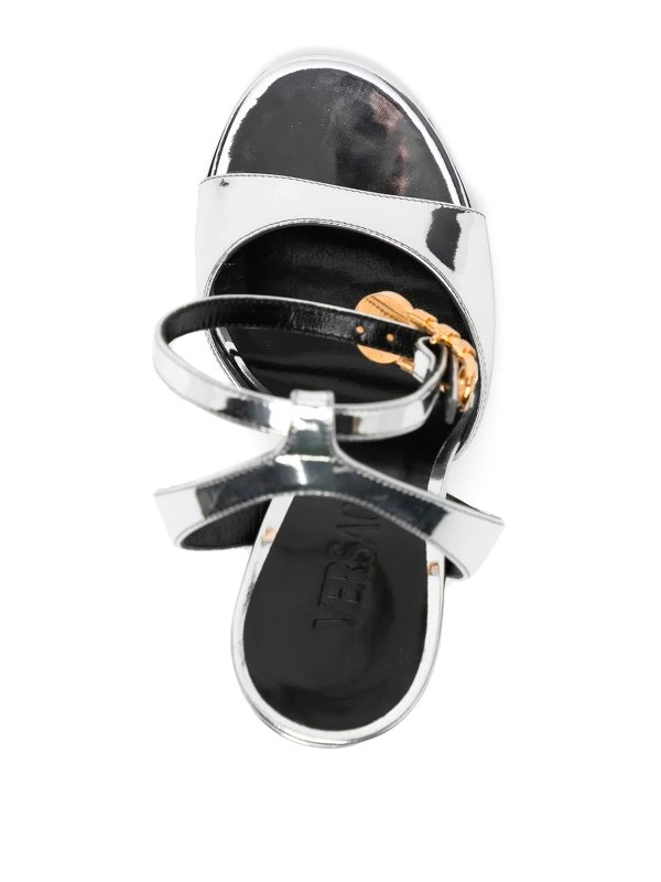 Laminated high sandals shop online: VERSACE